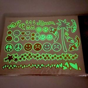 20 Sheets Glow in the Dark Temporary Emoji Tattoos